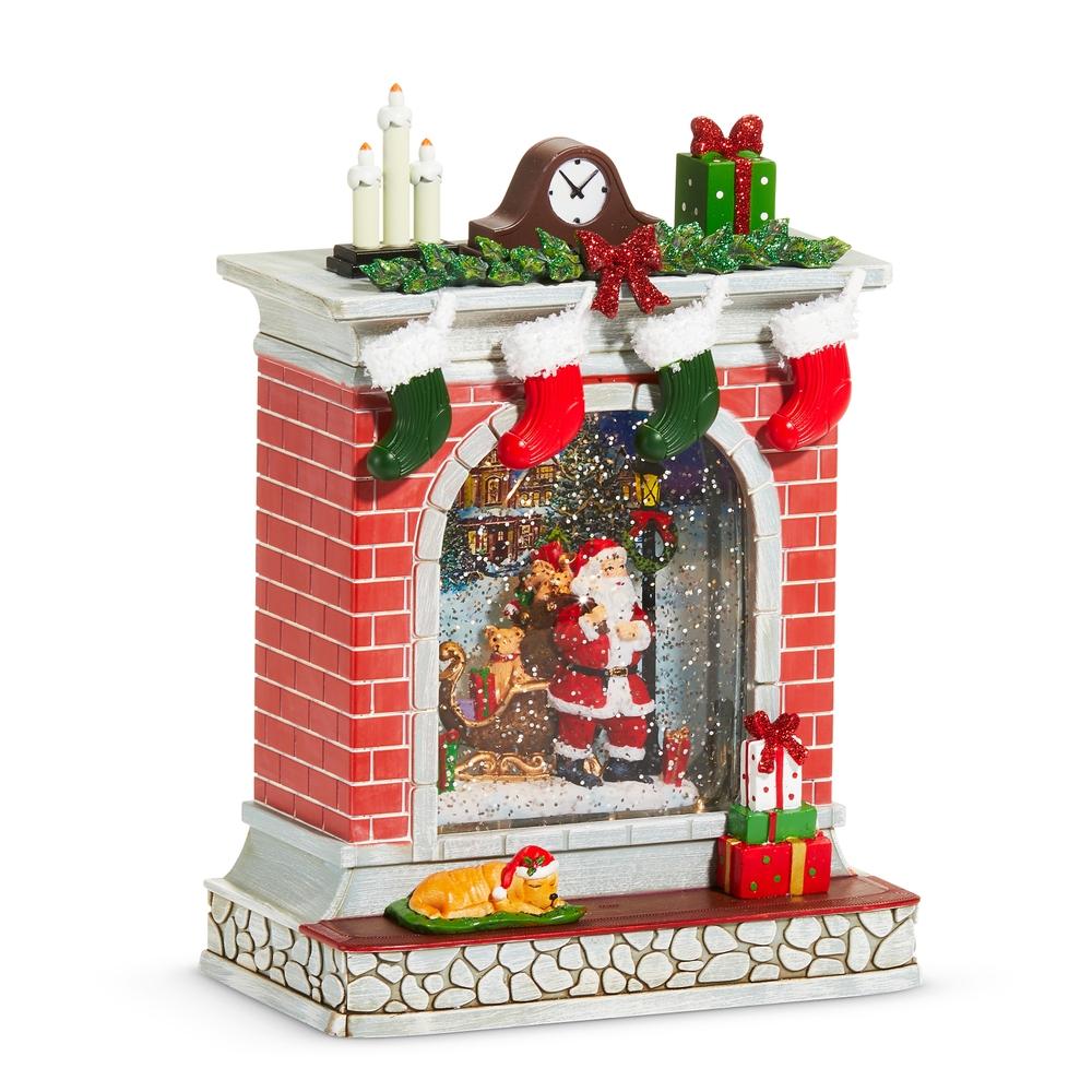 RAZ Imports 10" Dog Santa Lighted Water Fireplace
