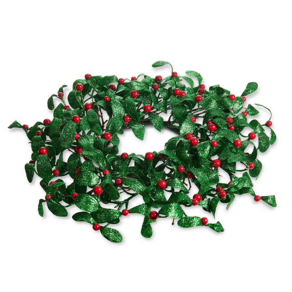 RAZ Imports 10" Glittered Mistletoe Candle Ring