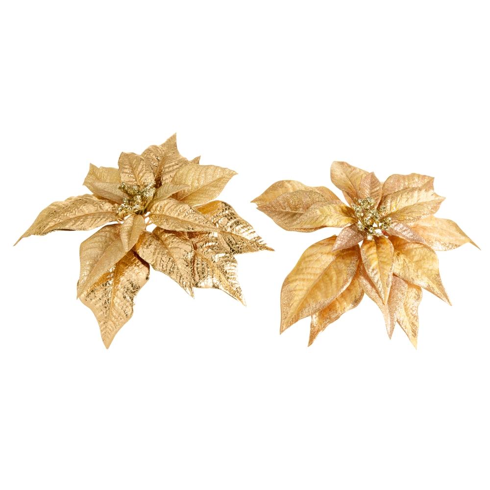 RAZ Imports 10" Gold Poinsettia Clip-On Ornament