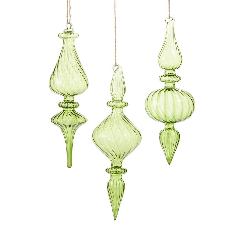 RAZ Imports 10" Green Transparent Finial Ornament