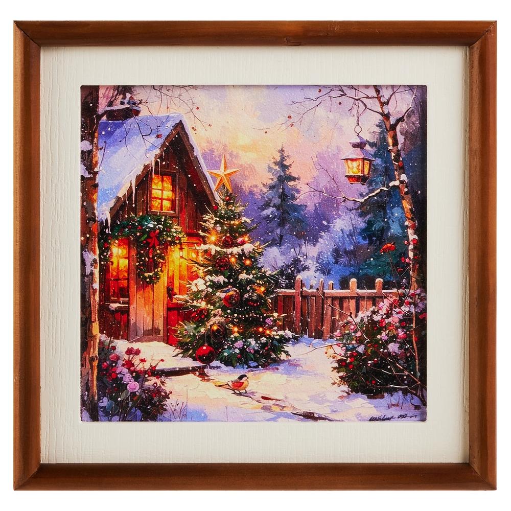 RAZ Imports 10" Holiday Cabin Mini Framed Wall Art