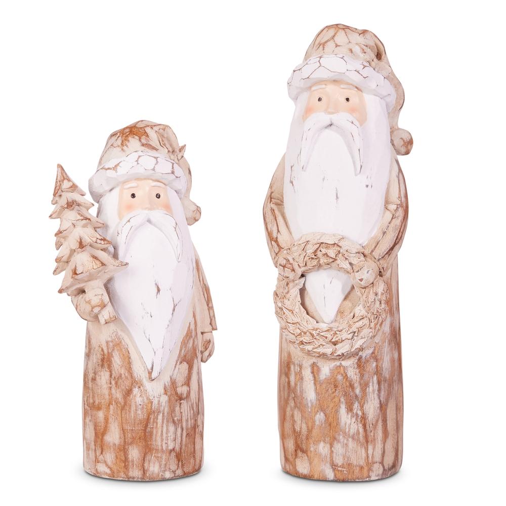 RAZ Imports 10" Natural Distressed Carved Santas