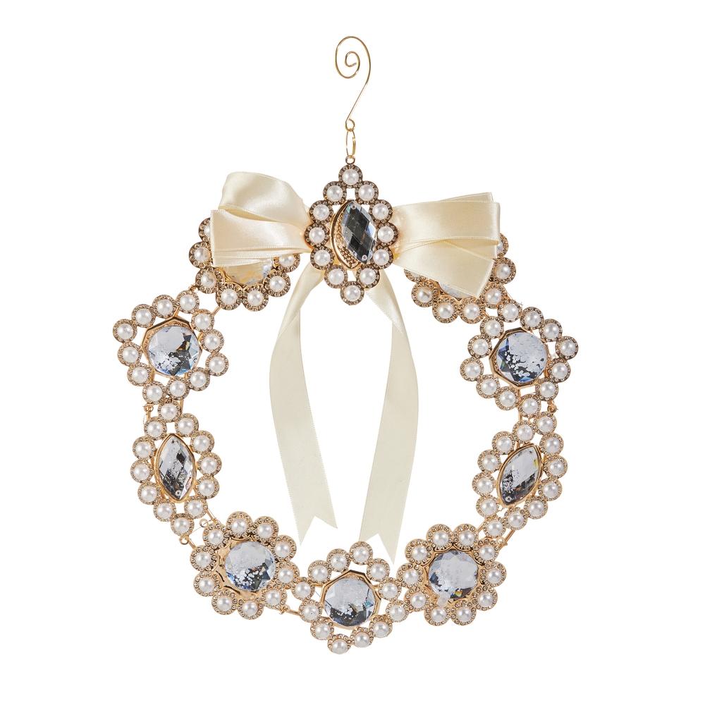 RAZ Imports 10" Pearl Broach Wreath Ornament