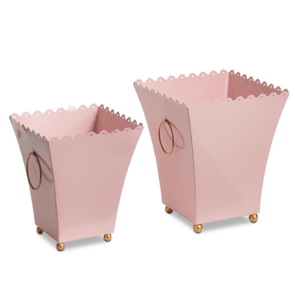 RAZ Imports 10" Pink Eyelet Trim Container
