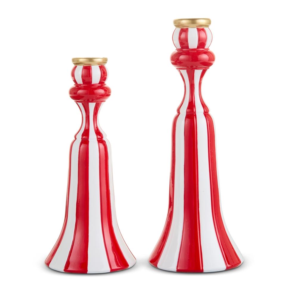 RAZ Imports 10" Red and White Candlesticks