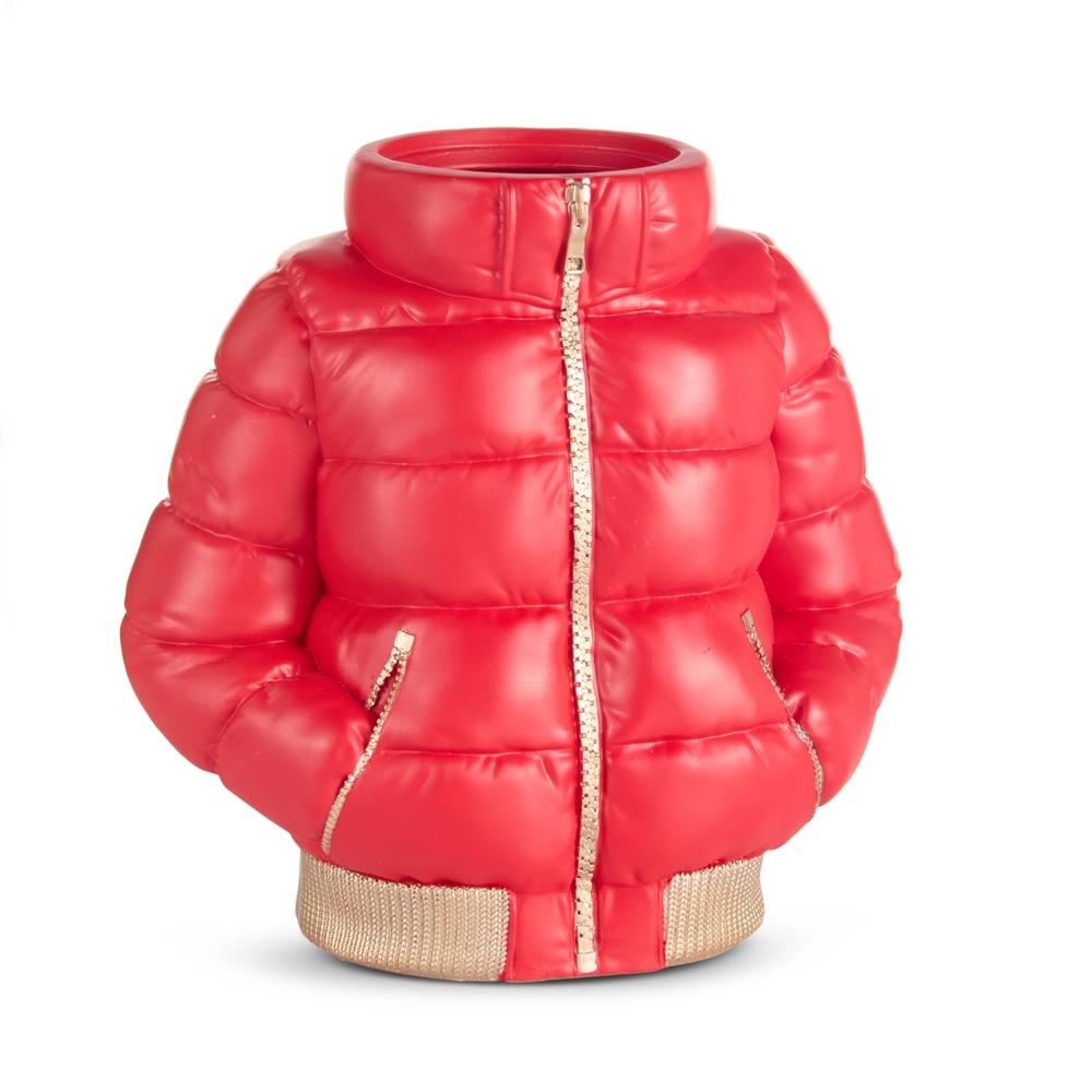 RAZ Imports 10" Red Puffer Ski Jacket Vase