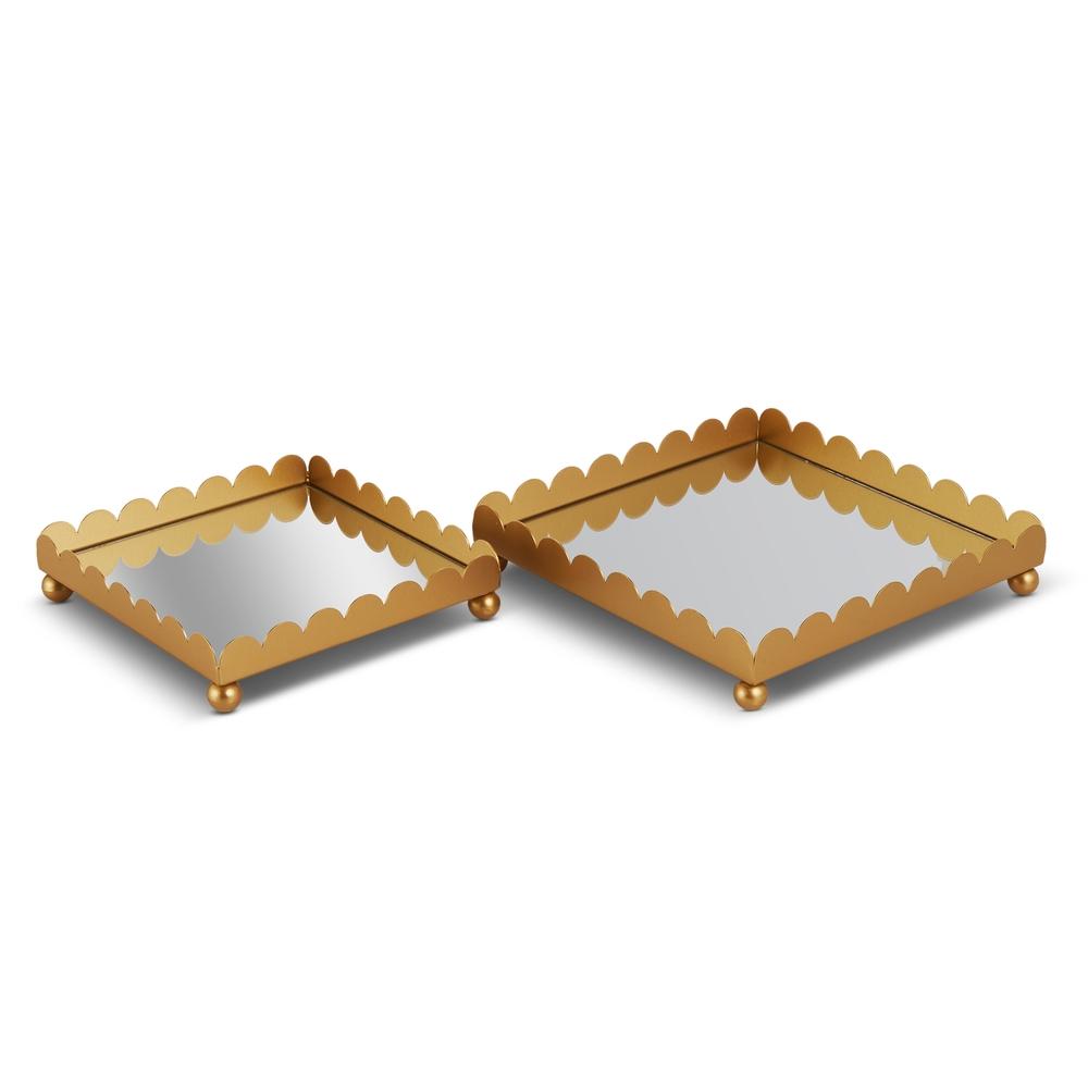 RAZ Imports 10" Scalloped Mirror Tray