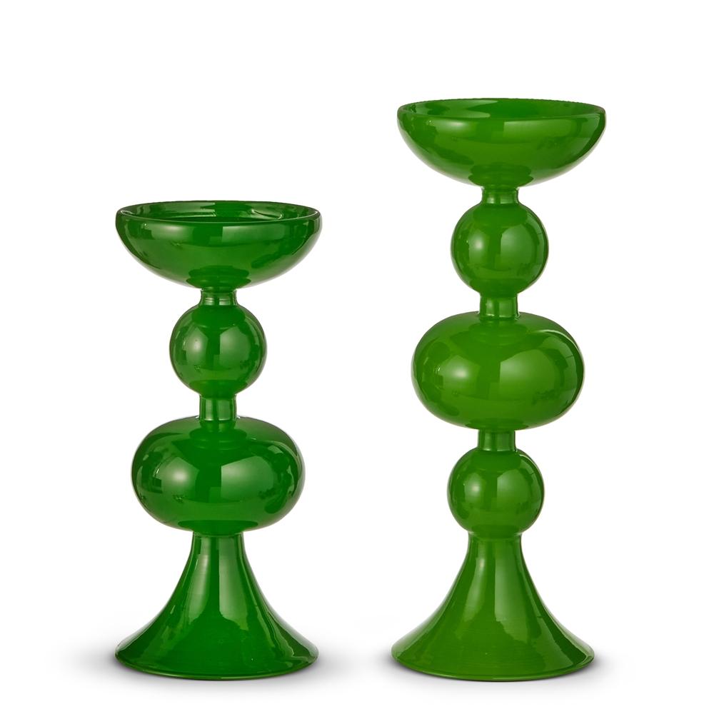 RAZ Imports 10" Shades of Green Candle Holders