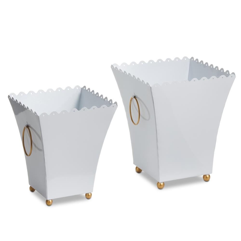RAZ Imports 10" White Eyelet Trim Containers