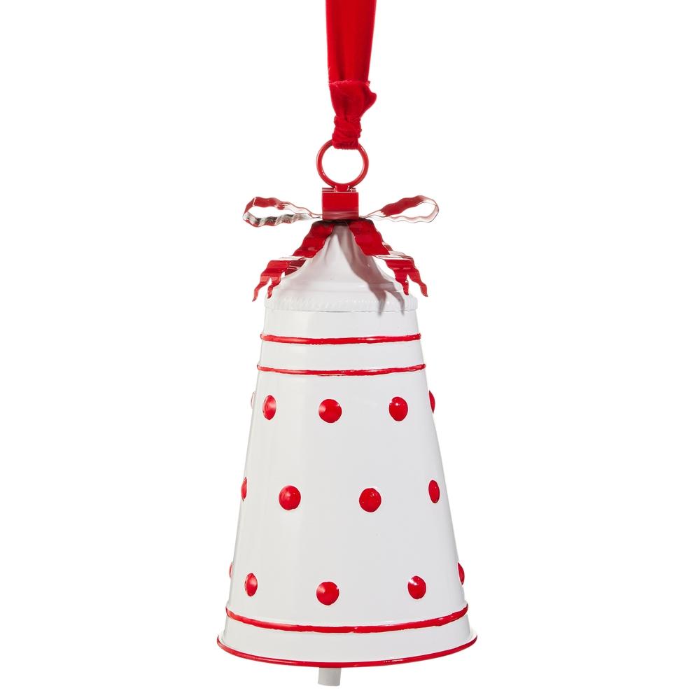 RAZ Imports 11.25" White with Red Polka Dot Bell