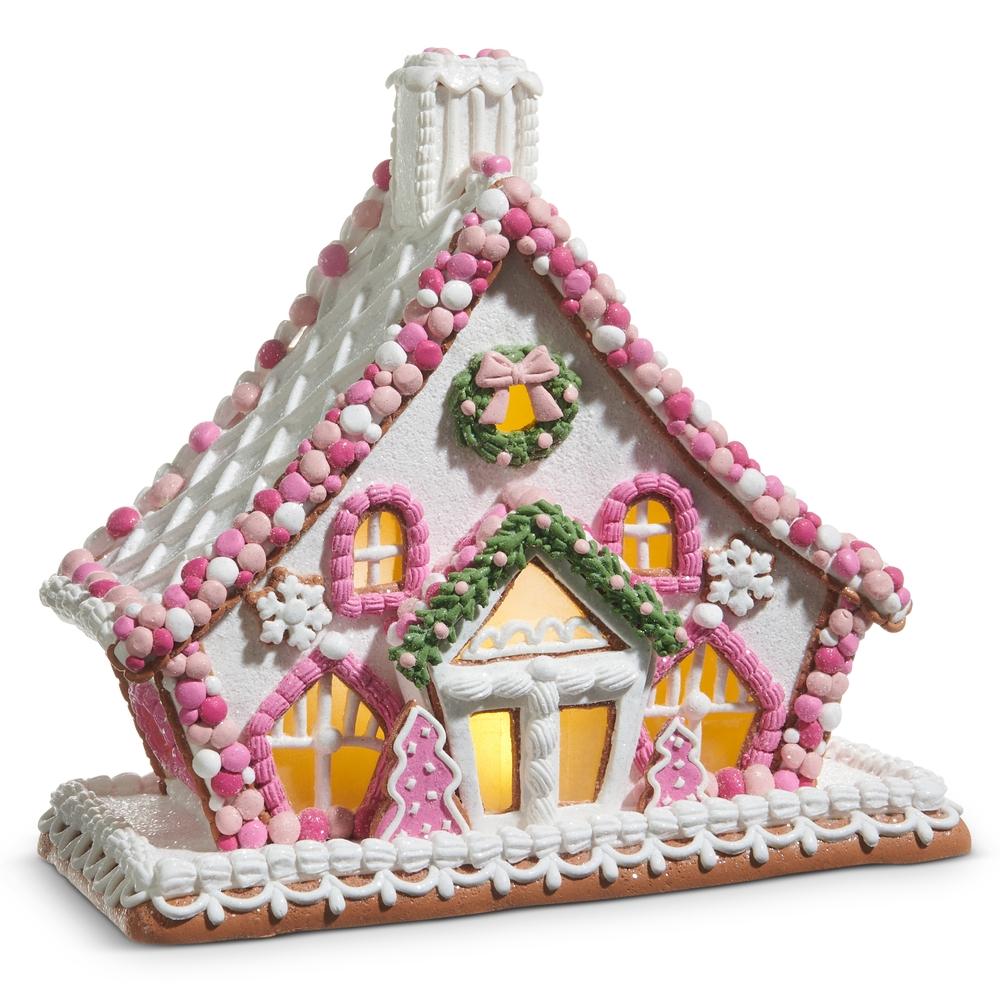 RAZ Imports 11.5" Pink Gingerbread House