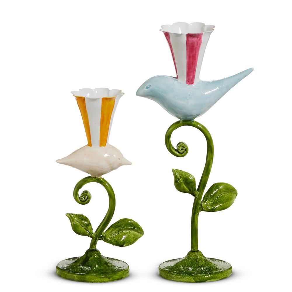 RAZ Imports 11" Bird on Vine Candlesticks