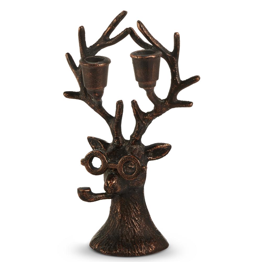 RAZ Imports 11" Bronze Deer Head Candlestick