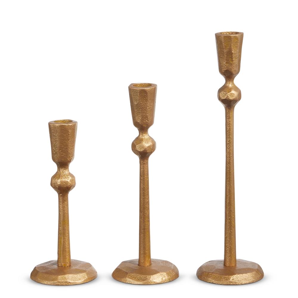 RAZ Imports 11" Hammered Gold Candlesticks