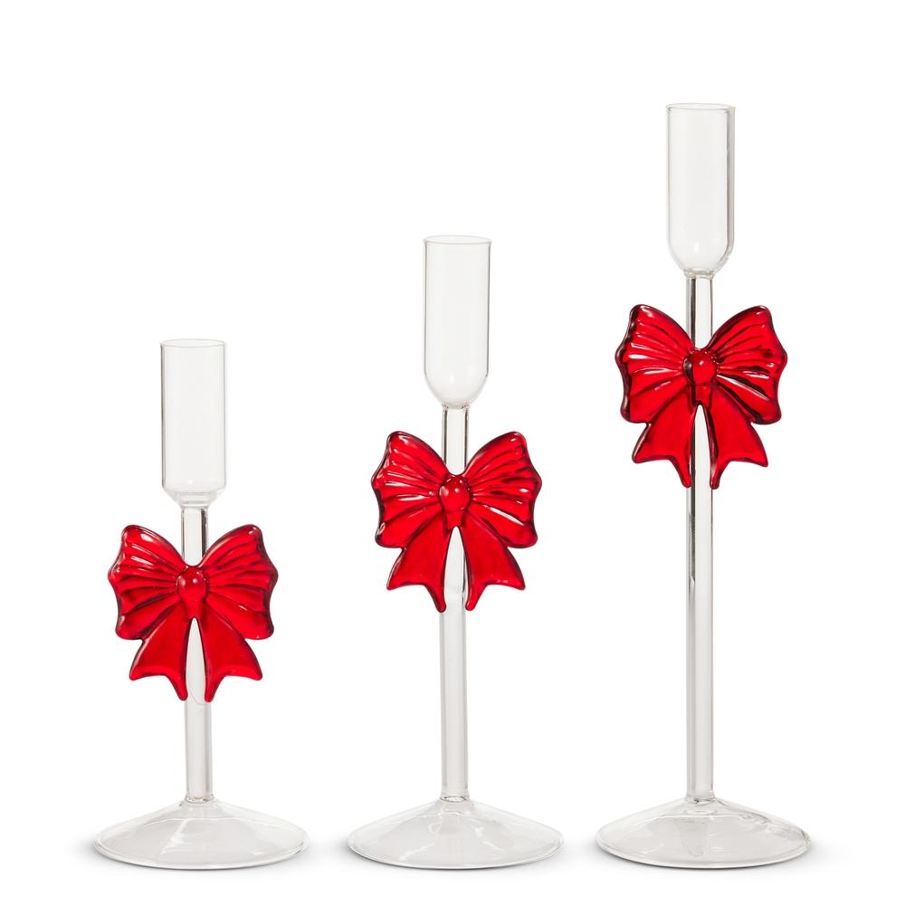 RAZ Imports 11" Red Bow Candle Sticks