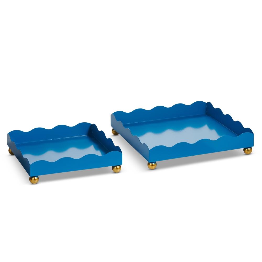 RAZ Imports 12.5" Blue Scalloped Trays