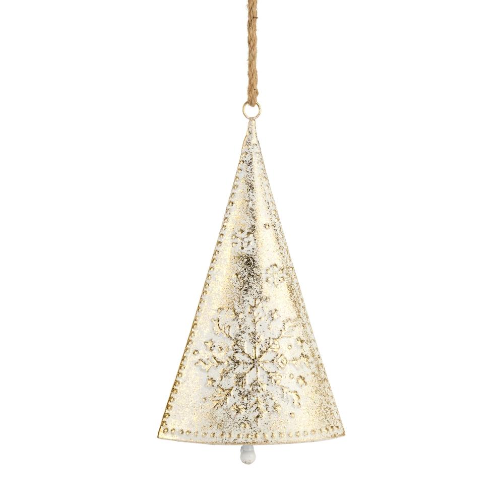 RAZ Imports 12.5" Gold Brush Ivory Snowflake Bell
