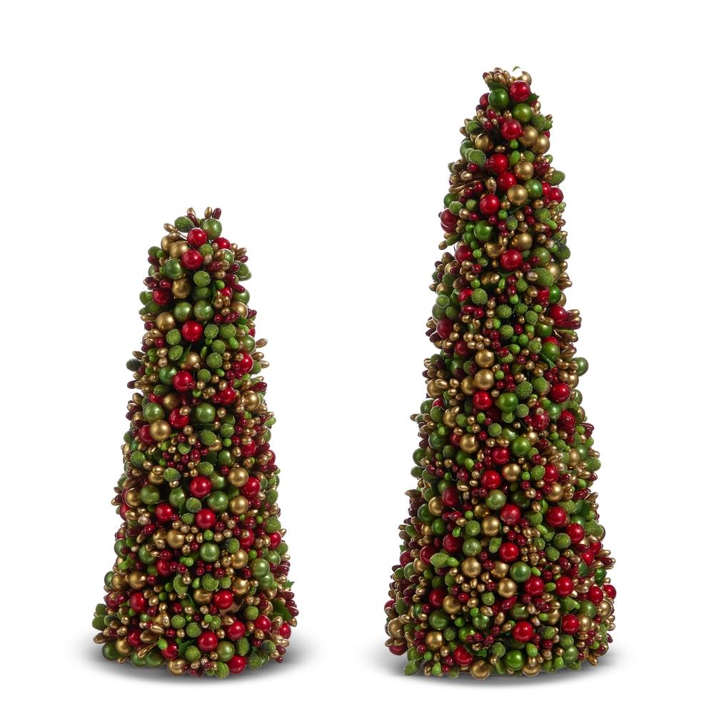 RAZ Imports 12" Beaded Berry Cone Trees