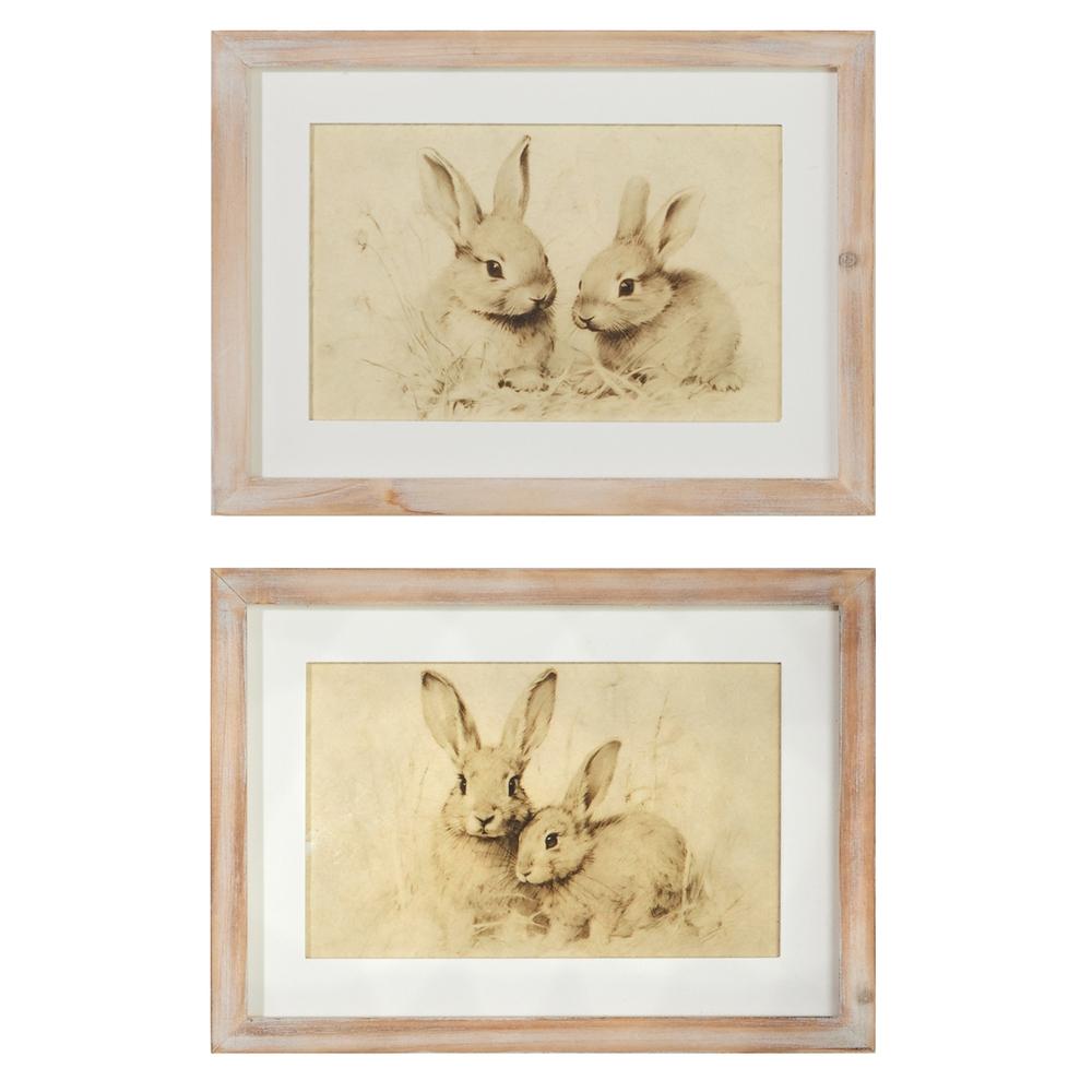 RAZ Imports 12" Bunnies in Grass Framed Wall Art