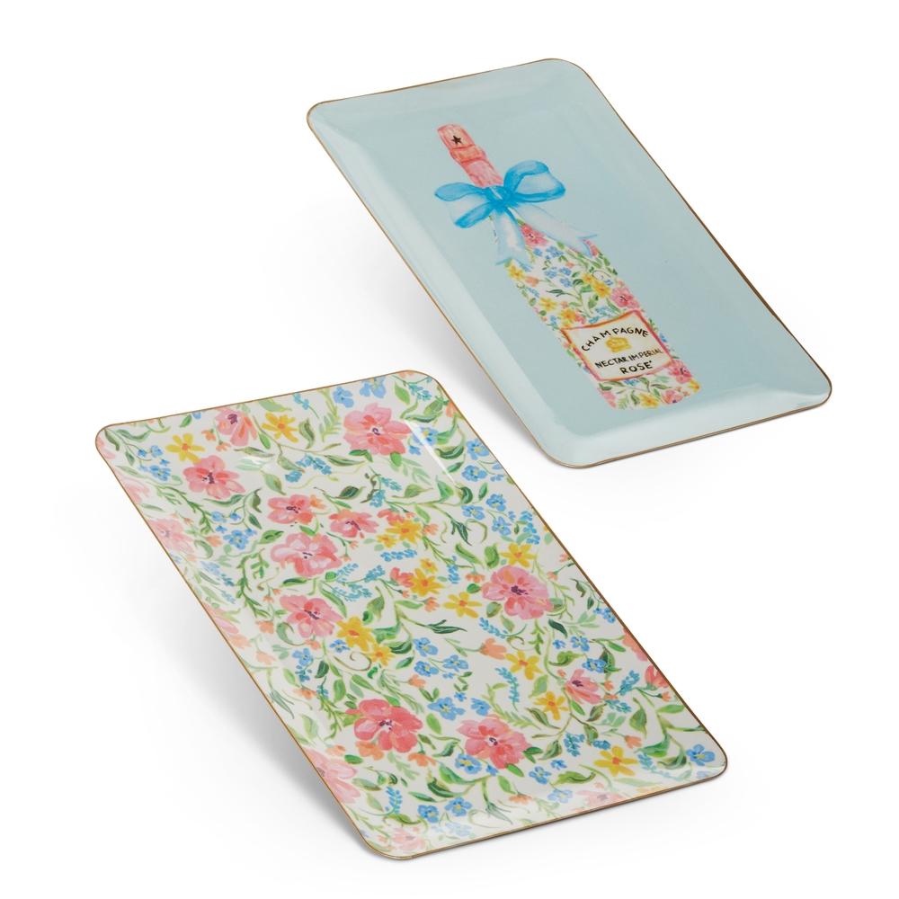 RAZ Imports 12" Champagne Fleur Trays