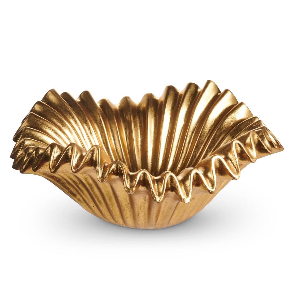 RAZ Imports 12" Gold Ruffled Bowl