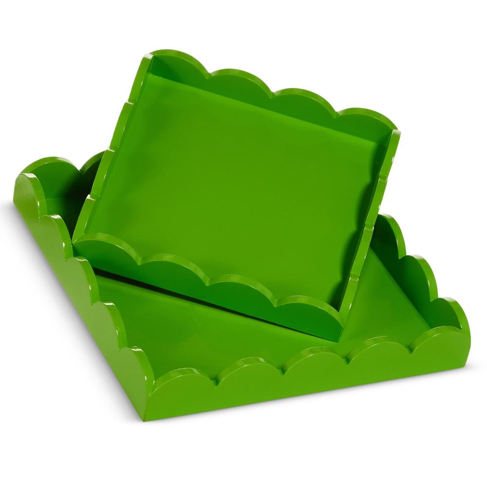 RAZ Imports 12" Green Scalloped Trays
