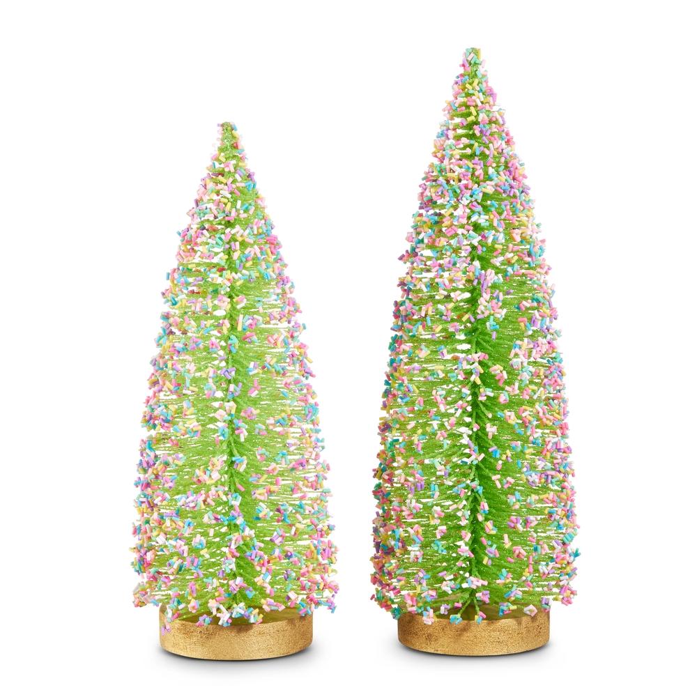RAZ Imports 12" Green Sprinkle Bottle Brush Trees