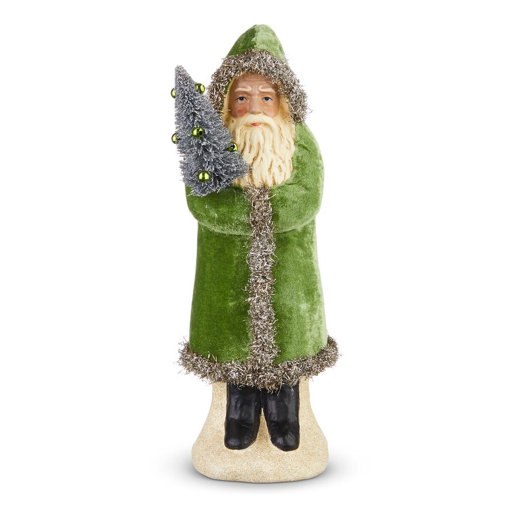 RAZ Imports 12" Green Velvet Santa