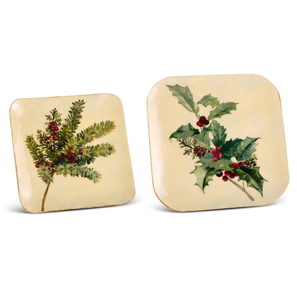 RAZ Imports 12" Holiday Evergreen Square Trays