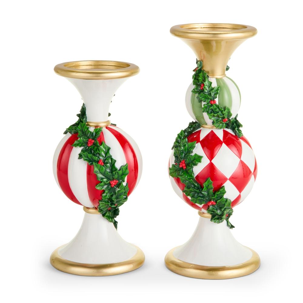 RAZ Imports 12" Holly Candle Holders