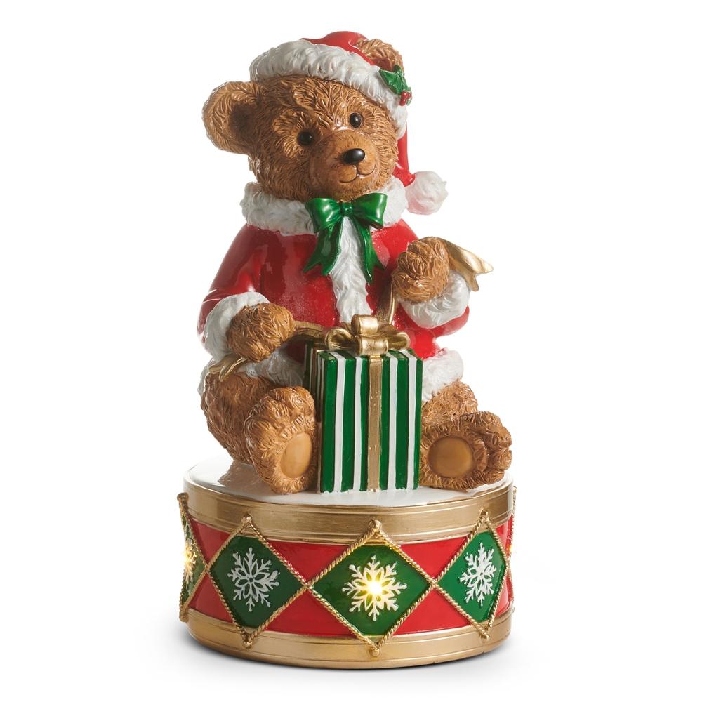 RAZ Imports 12" Lighted Teddy Bear on Drum