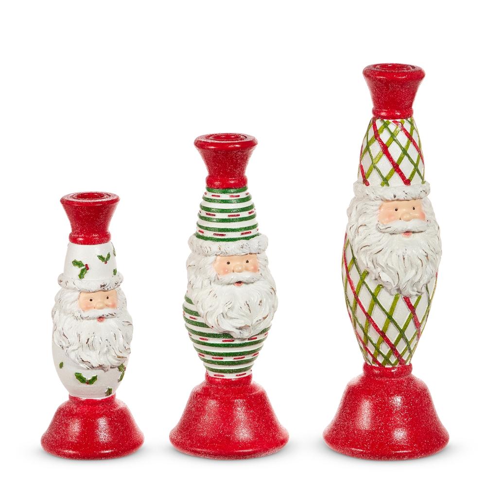 RAZ Imports 12" Pattern Santa Candlesticks