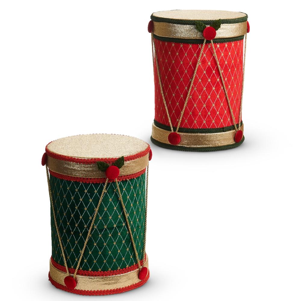 RAZ Imports 12" Red and Green Velvet Drum