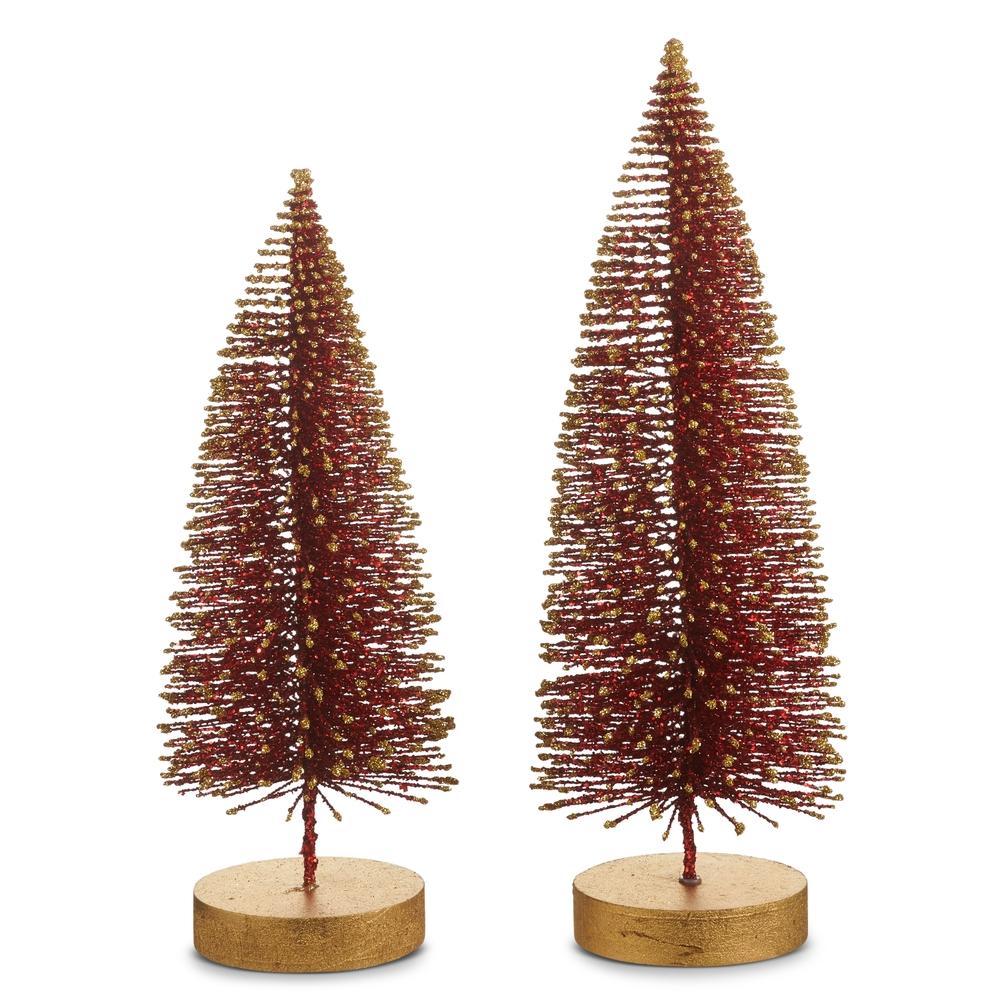 RAZ Imports 12" Red Bottle Brush Trees