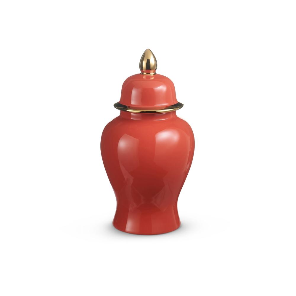 RAZ Imports 12" Red Orange and Gold Ginger Jar