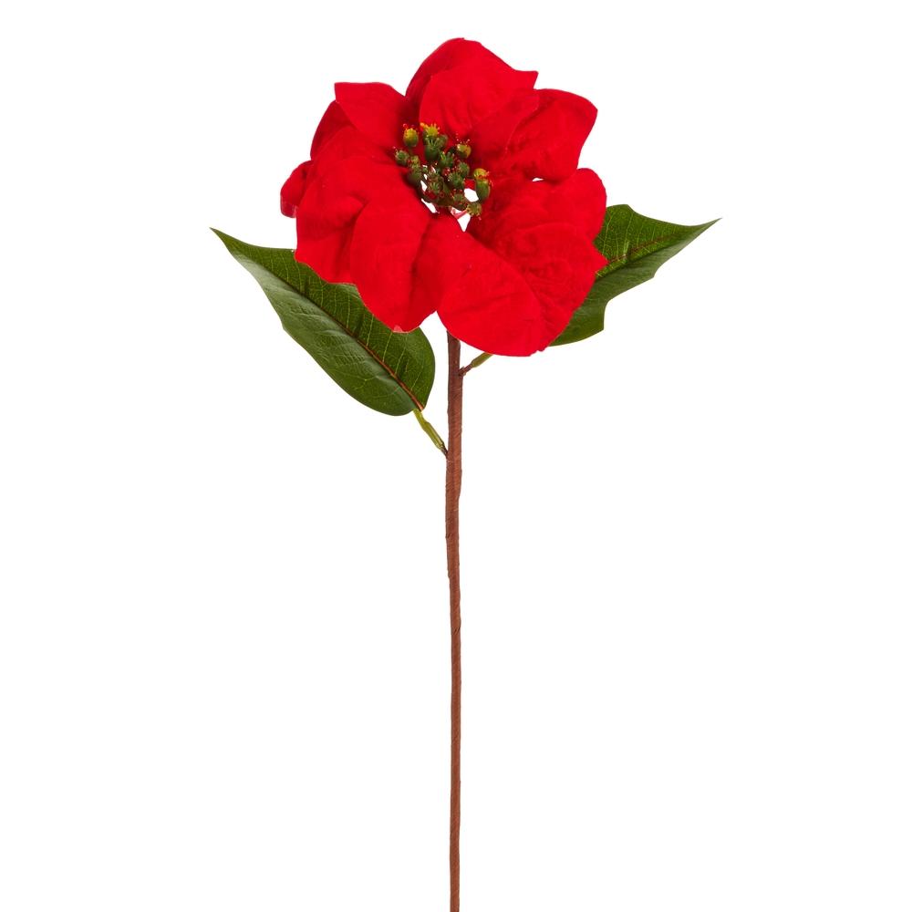 RAZ Imports 12" Red Velvet Poinsettia Pick