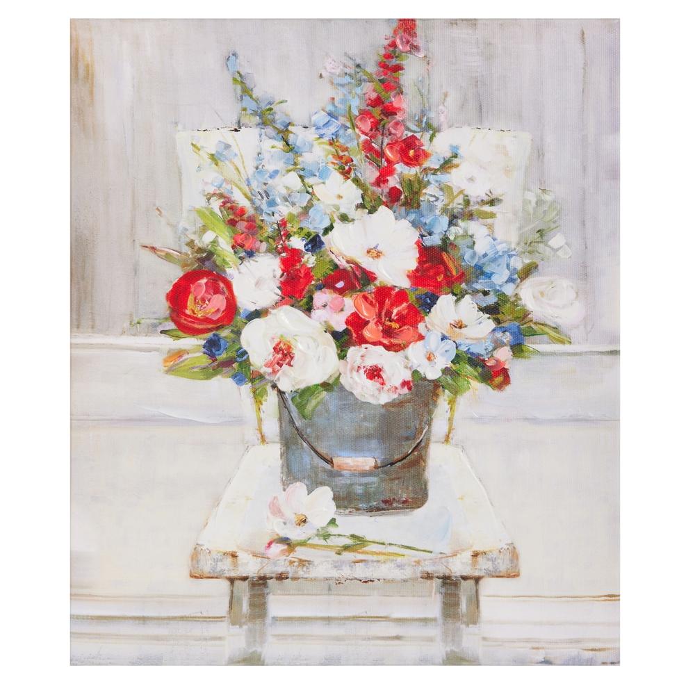 RAZ Imports 12" Red White and Bloom Wall Art