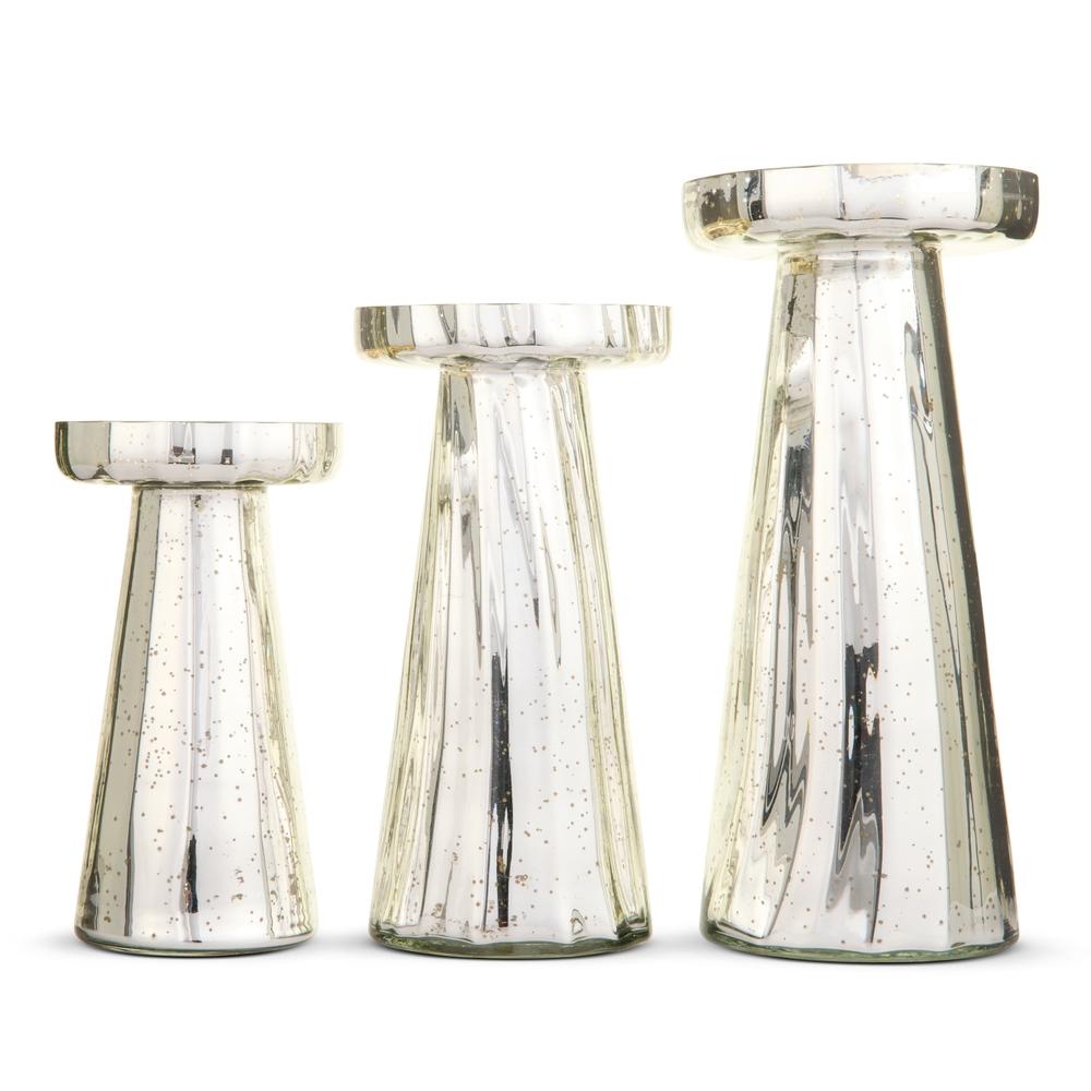 RAZ Imports 12" Silver Mercury Glass Candle Holders