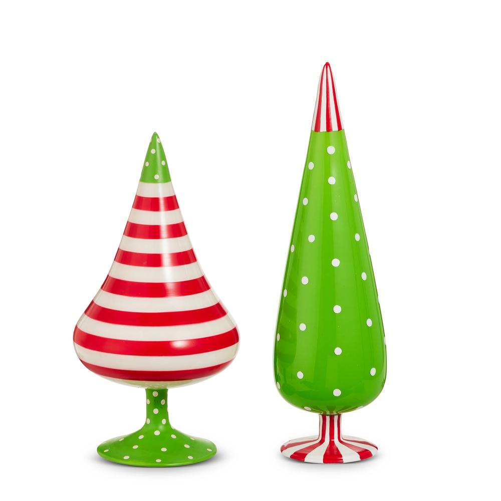 RAZ Imports 12" Stripe and Dot Pattern Trees