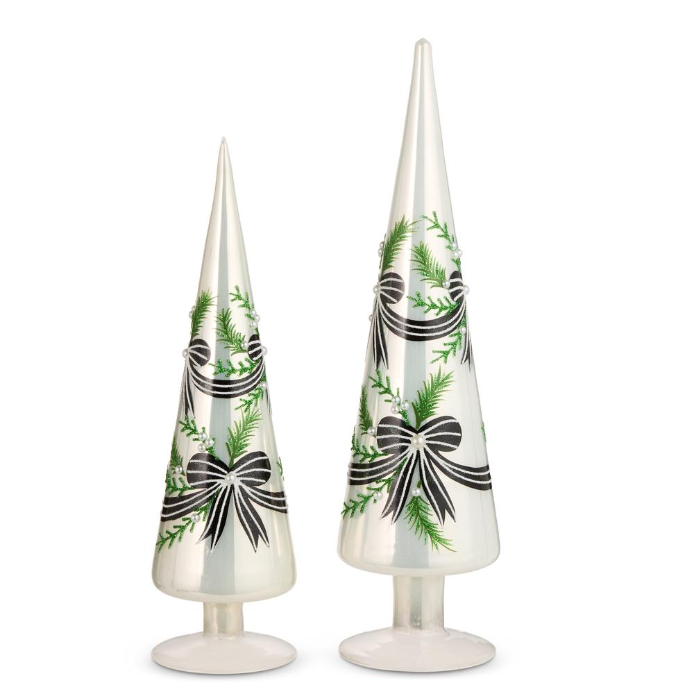 RAZ Imports 13.5" Black Bow Bunting Cone Tree