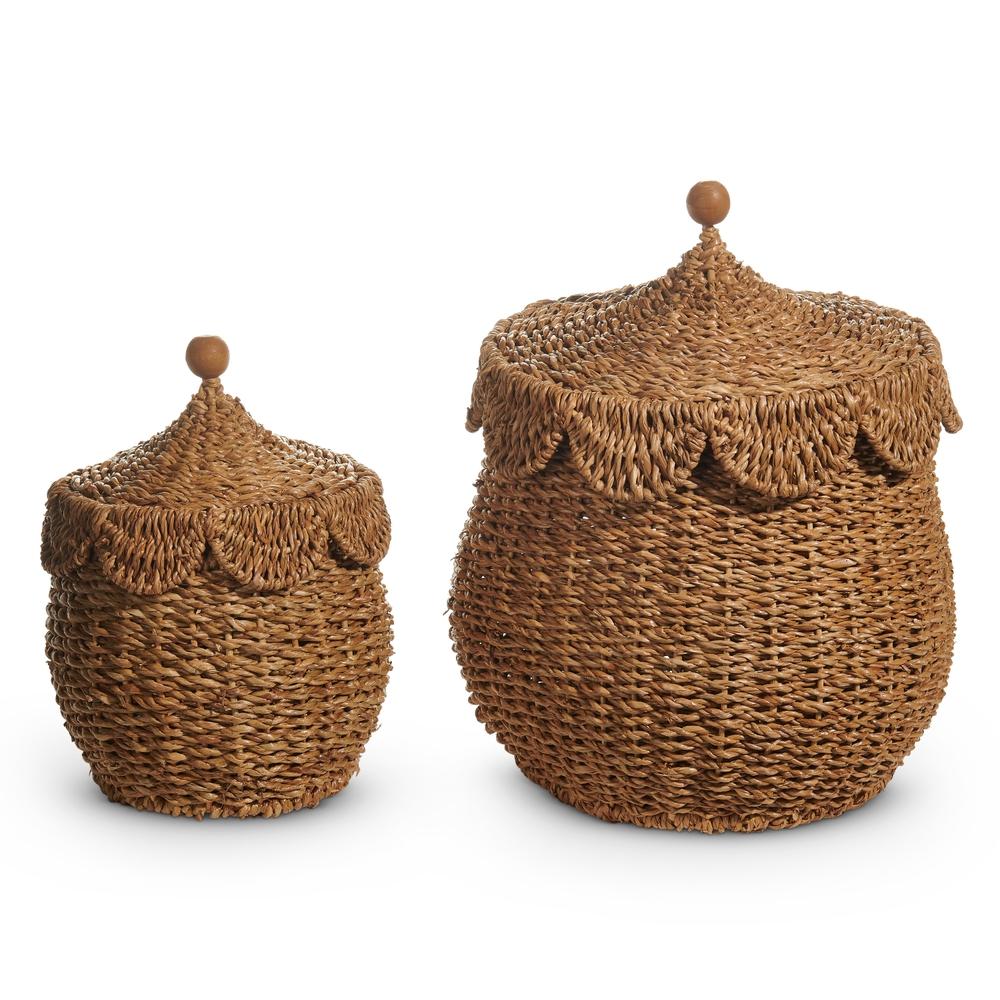 RAZ Imports 13.5" Natural Lidded Baskets