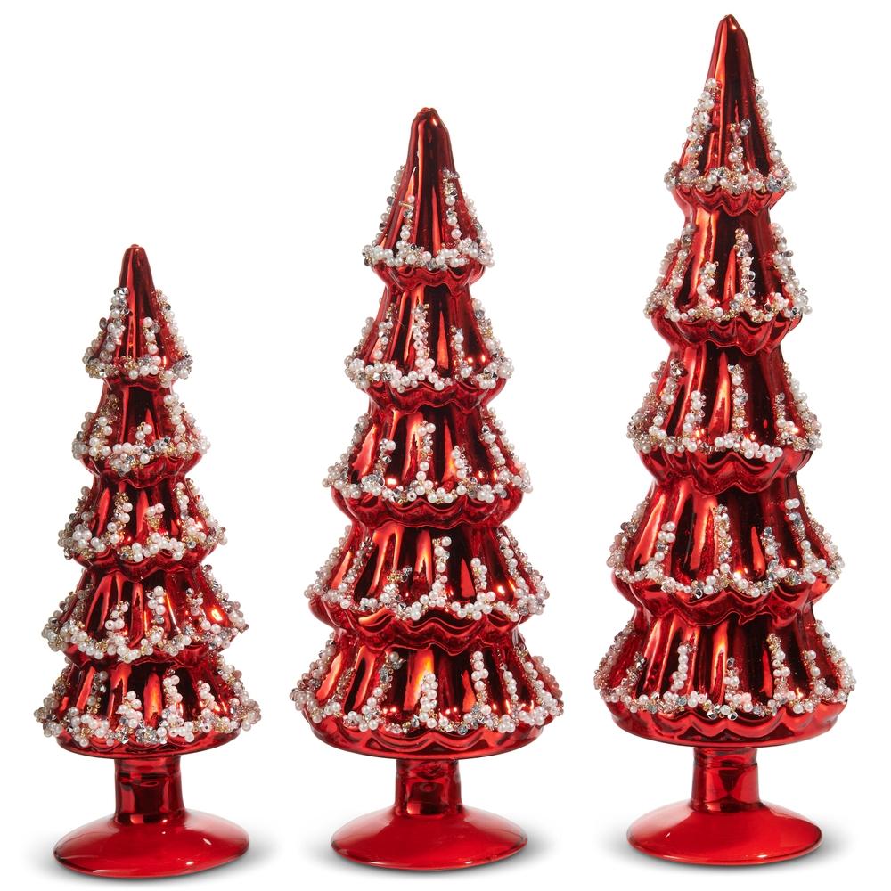 RAZ Imports 13.5" Red Beaded Trees