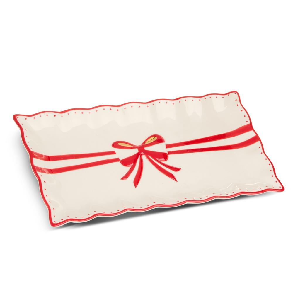 RAZ Imports 13.5" Red Bow Rectangle Plate