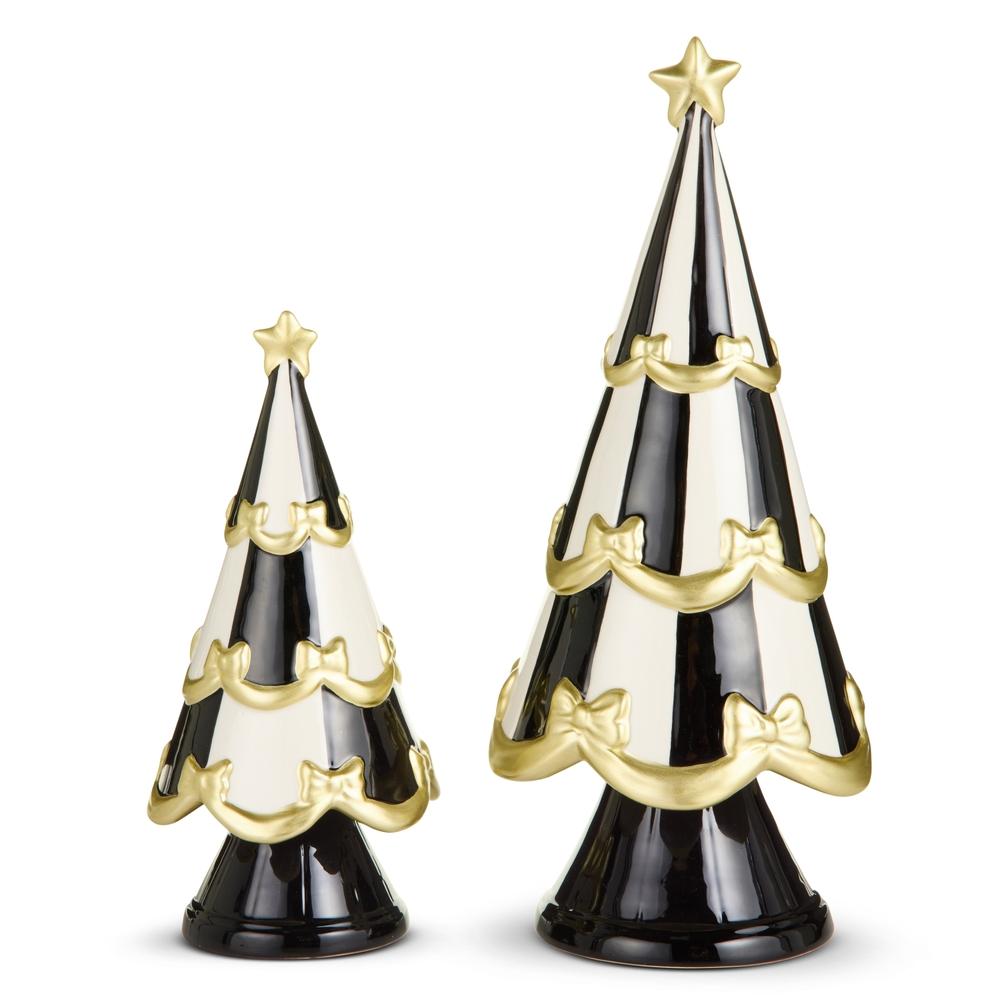 RAZ Imports 13" Black Stripe Bow Trimmed Tree