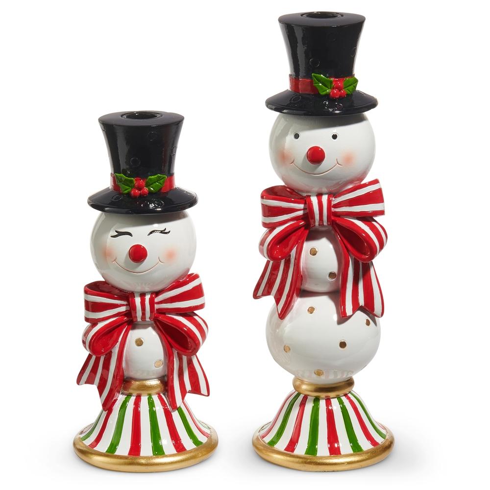 RAZ Imports 13" Happy Snowman Candlesticks