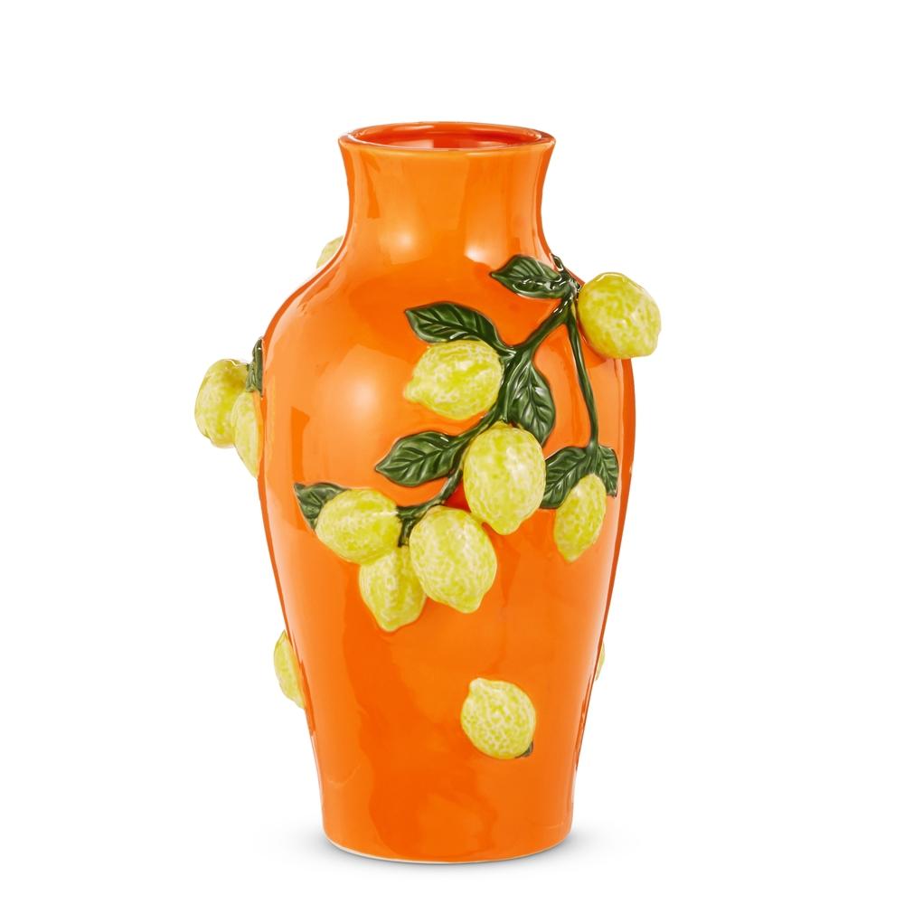 RAZ Imports 13" Orange Tall Vase with Lemons