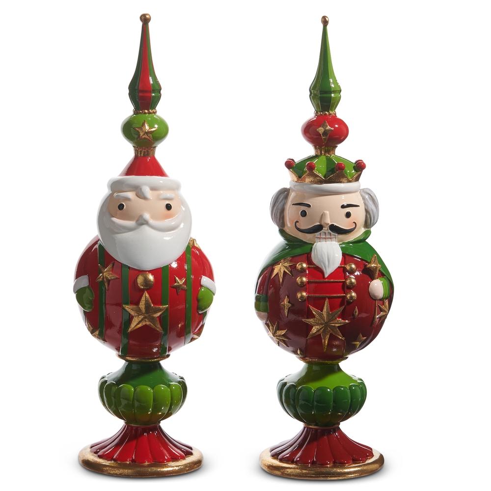 RAZ Imports 13" Santa and Nutcracker Finial