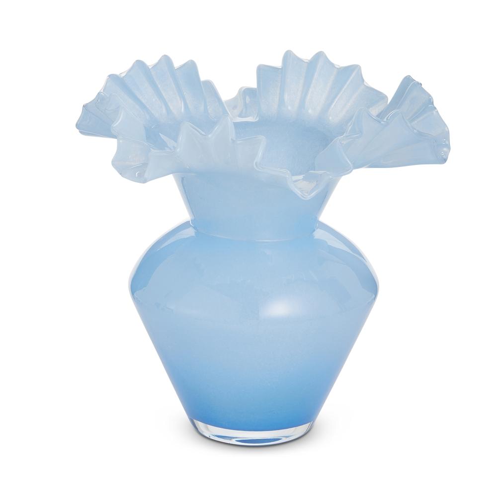 RAZ Imports 14.5" Blue Ruffle Vase