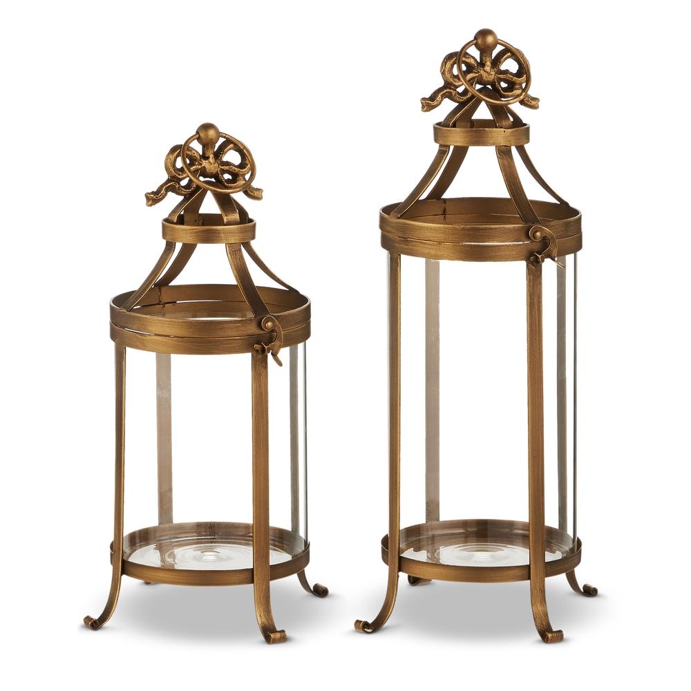 RAZ Imports 14.5" Gold Bow Lanterns