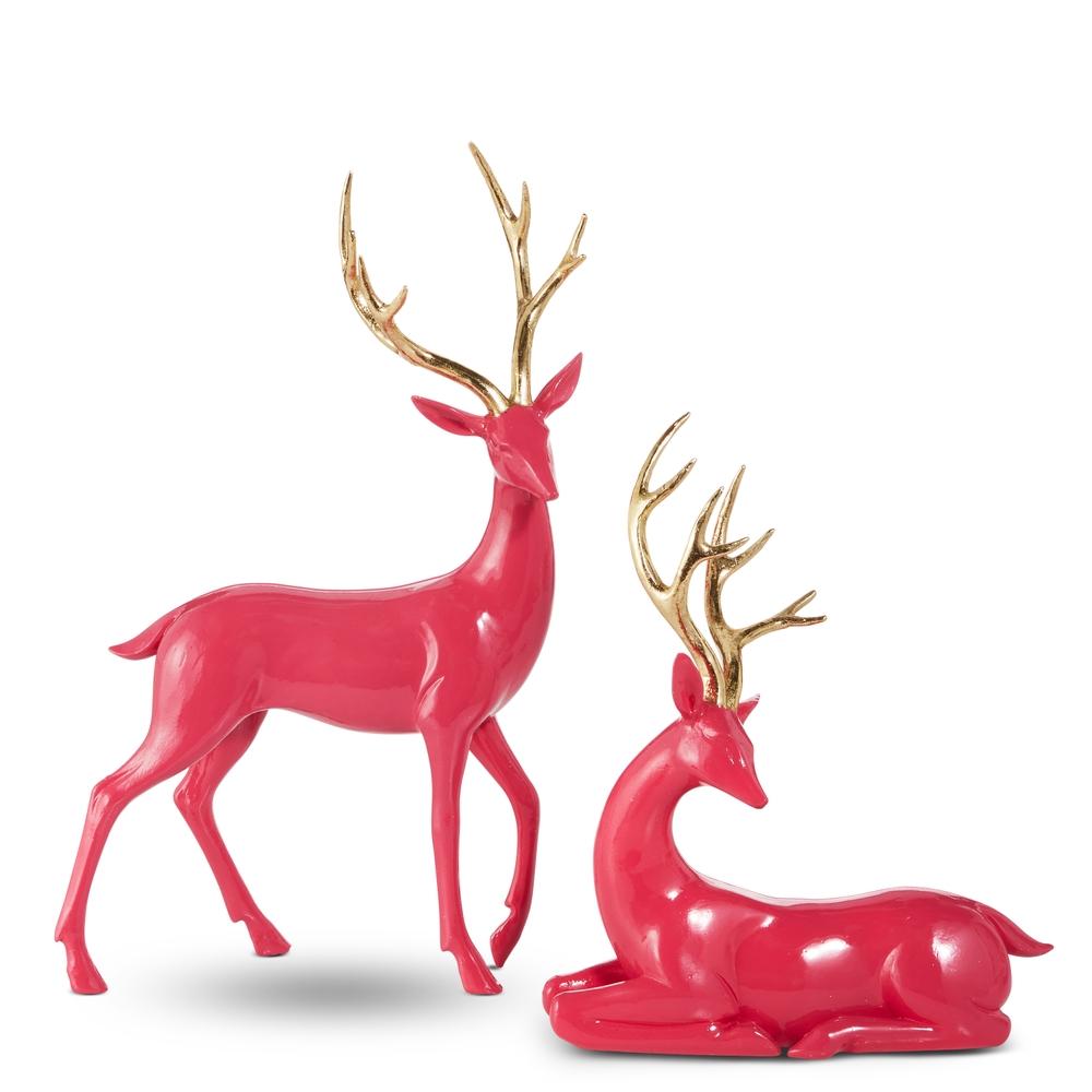 RAZ Imports 14.5" Hot Pink Deer with Gold Antler